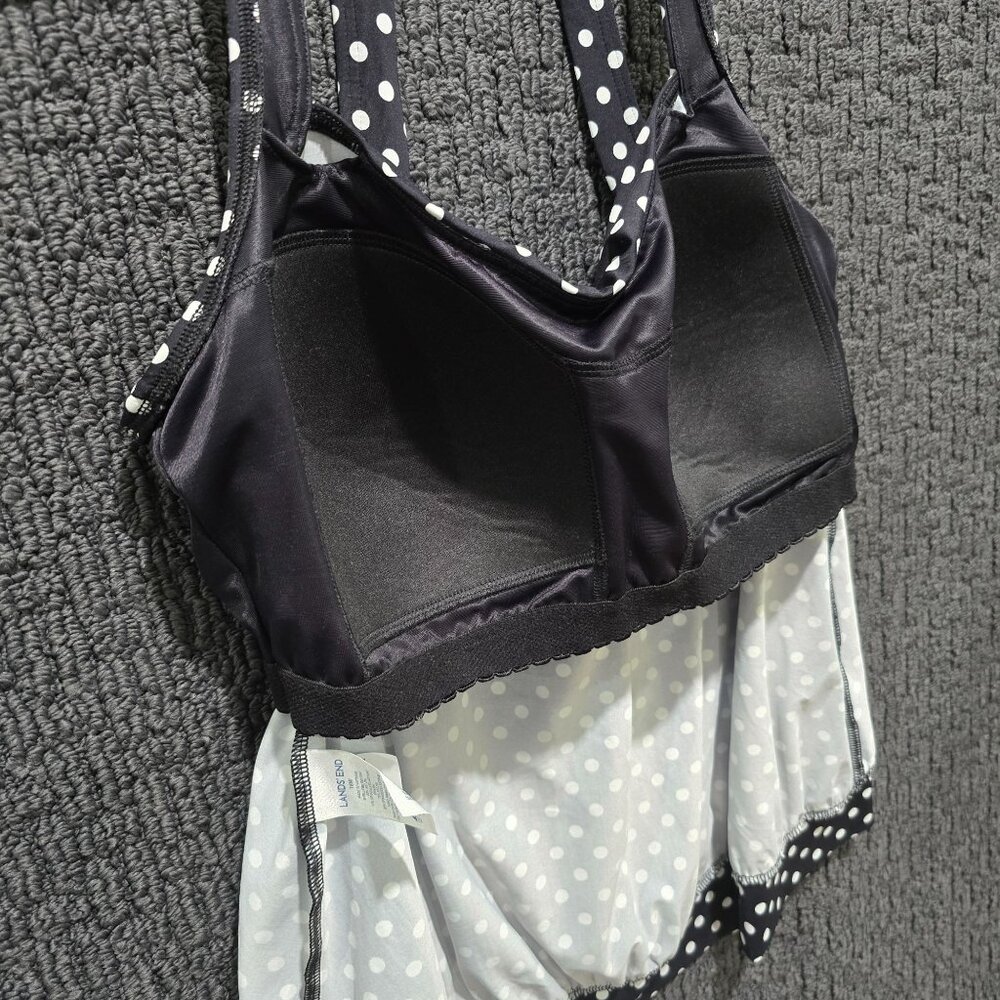 Lands End Tankini Swim Top 16W Black White Polka Dot Plus Modest Swimwear Racer - Picture 4 of 10